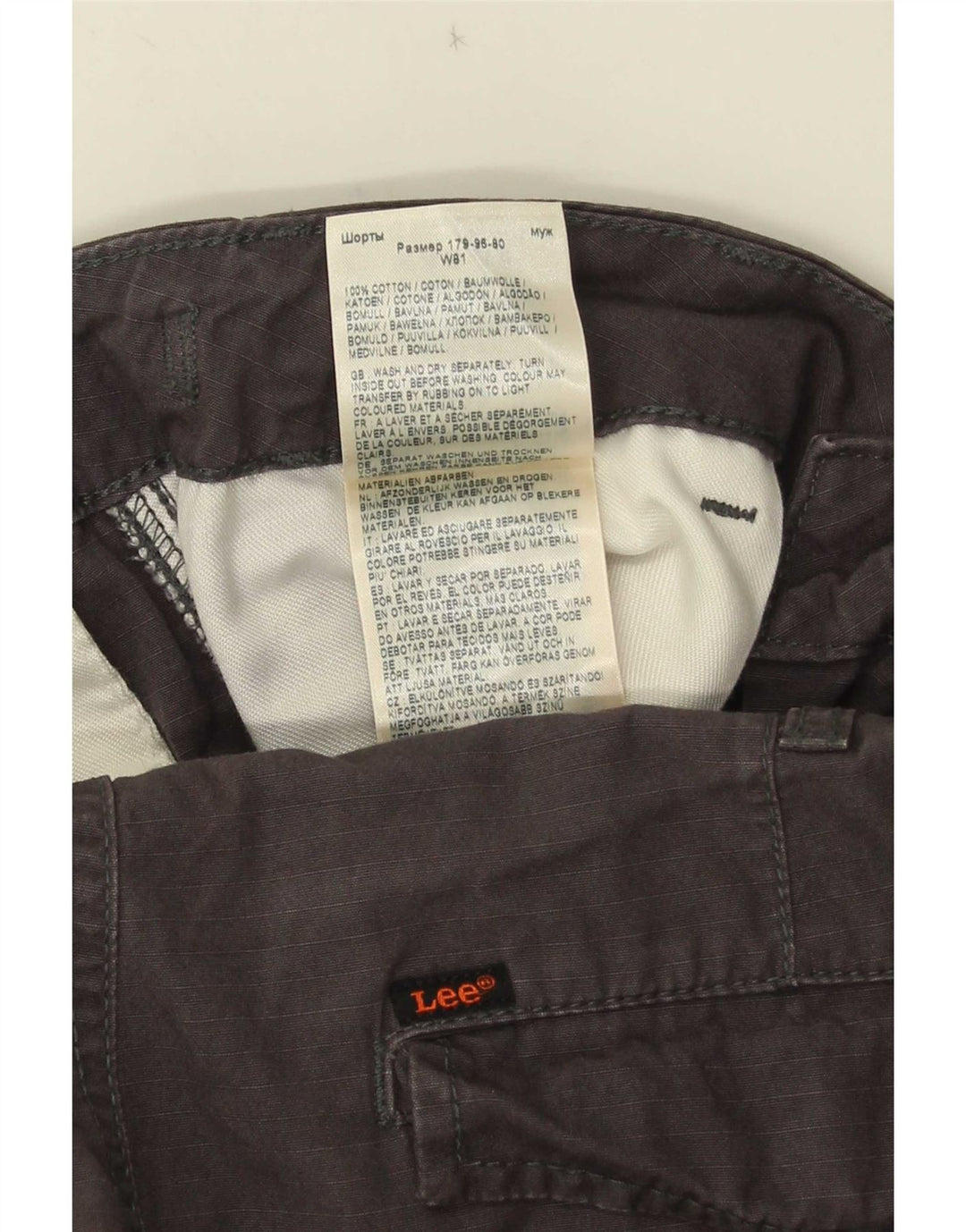 Lee Herren Cargoshorts W32 mittelgraue Baumwolle