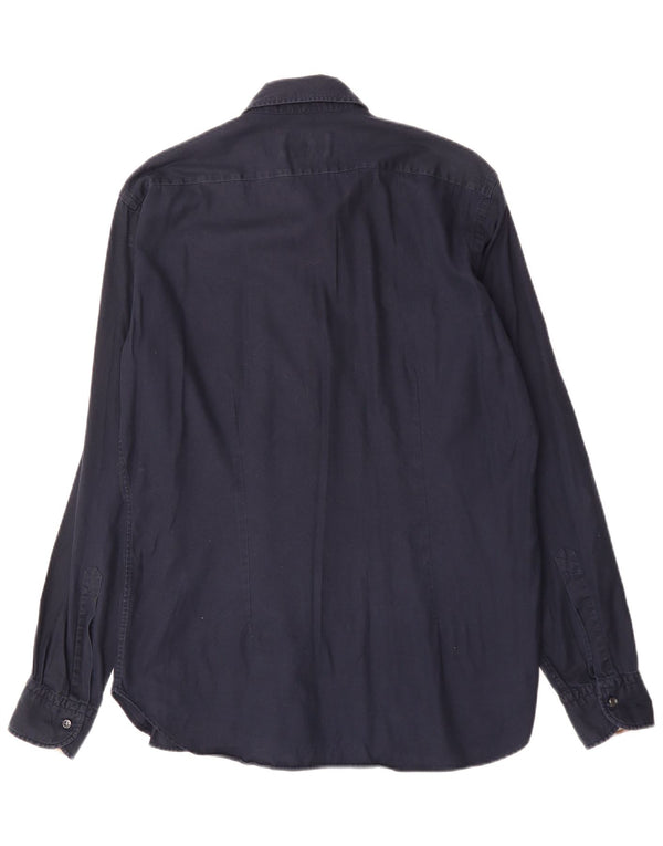 AQUASCUTUM Herrenhemd Größe 16 1/2 42 Große marineblaue Baumwolle