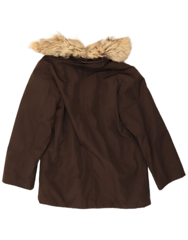 Zara Damen Parka Jacke UK 14 Mittelbraunes Polyester