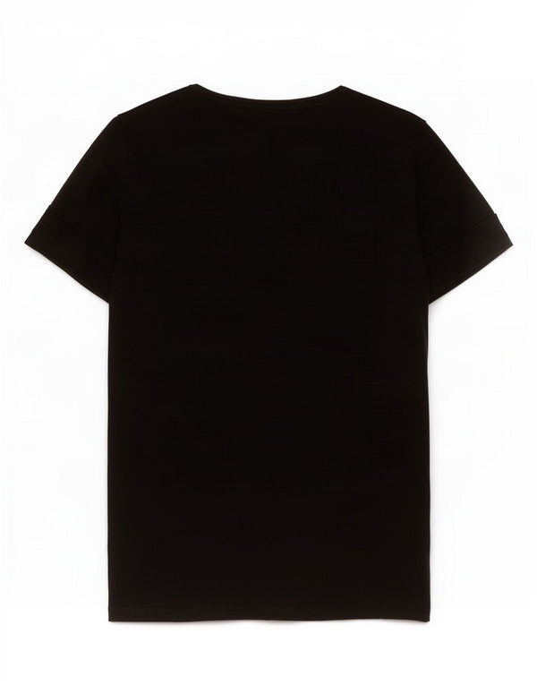 Guess Damen Grafik-T-Shirt-Oberteil UK 12 Mittelschwarzes Polyester