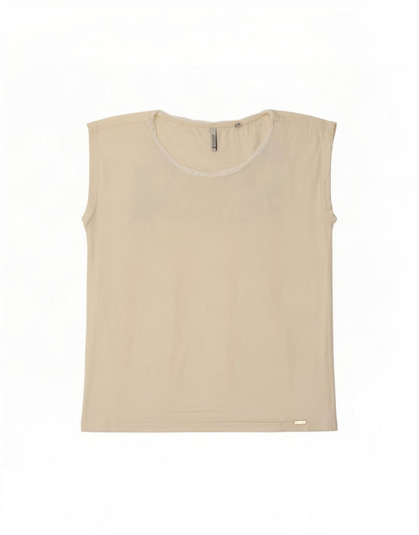 Woolrich Damen T-Shirt Top UK 12 Medium Off White Baumwolle