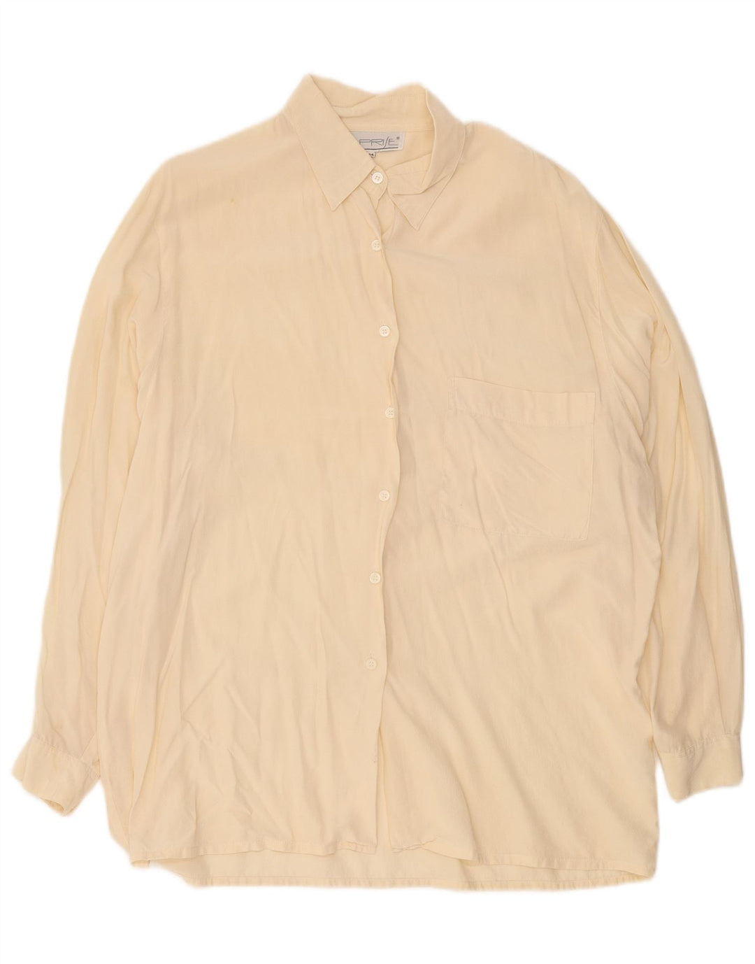 Vintage Damen Longline Übergroße Hemdbluse EU 44 XL Beige Seide