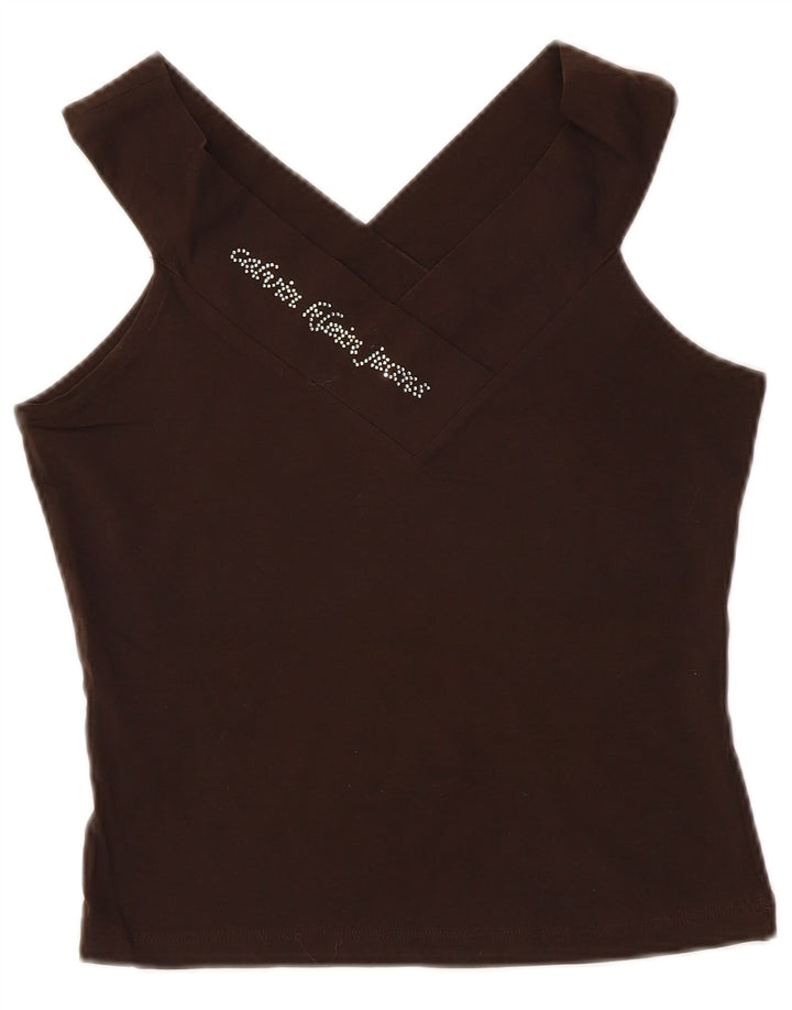 Calvin Klein Jeans Damen Graphic Vest Top UK 10 Small Braun