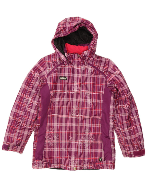Brugi Windjacke mit Kapuze für Mädchen, 11–12 Jahre, lila kariert, Polyester