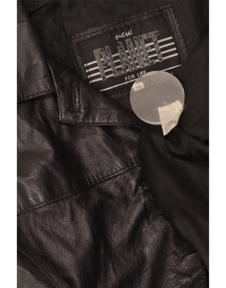 Planet Damen Lederjacke IT 46 Großes schwarzes Leder