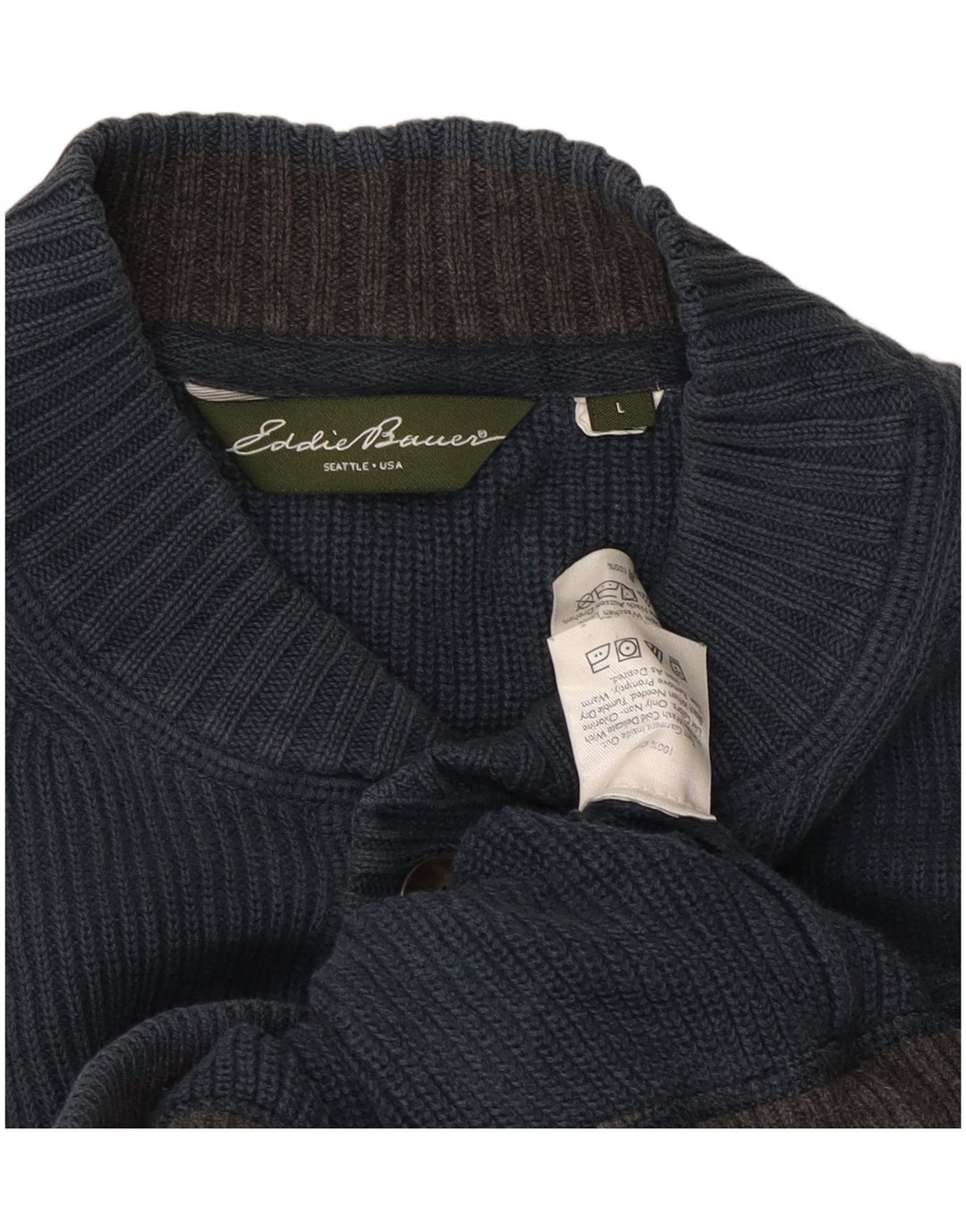 EDDIE BAUER Herren-Pullover mit Rundhalsausschnitt, groß, marineblaue Baumwolle