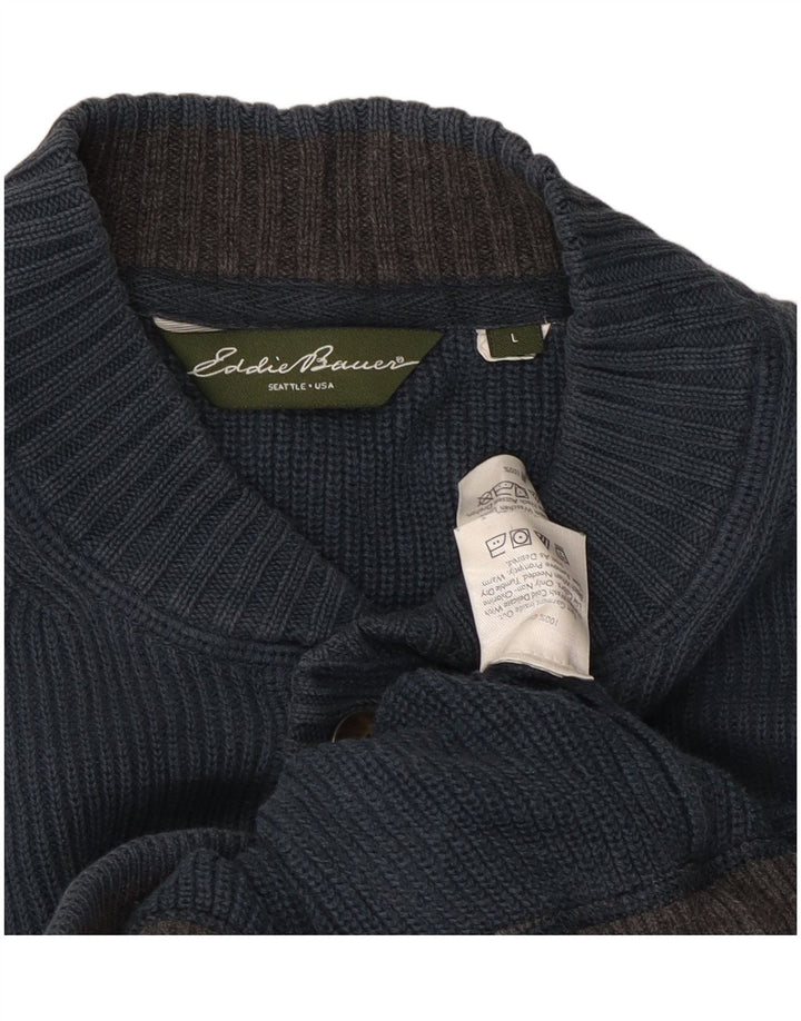 EDDIE BAUER Herren-Pullover mit Rundhalsausschnitt, groß, marineblaue Baumwolle