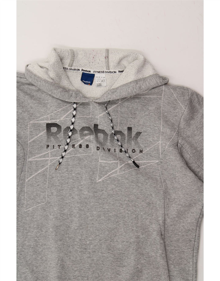 REEBOK Mens Graphic Hoodie Jumper Medium Grey Cotton Vintage Reebok and Second-Hand Reebok from Messina Hembry 