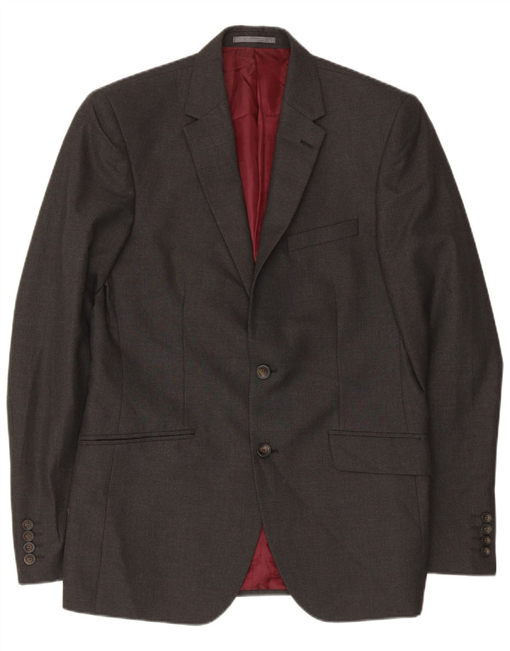 Marks & Spencer Herren-Blazer mit 2 Knöpfen, UK 38, Mittelgrau, Polyester
