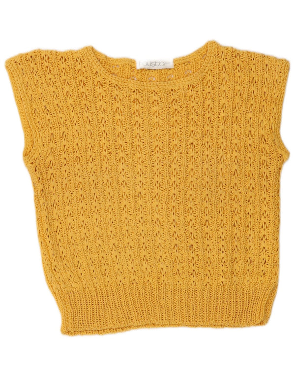 Fausta Damen Häkelweste Tanktop UK 10 Small Gelb Baumwolle