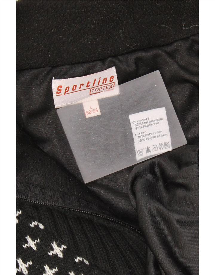 VINTAGE Herren-Pullover mit Reißverschluss, Größe 52/54, groß, Schwarz, Fair Isle