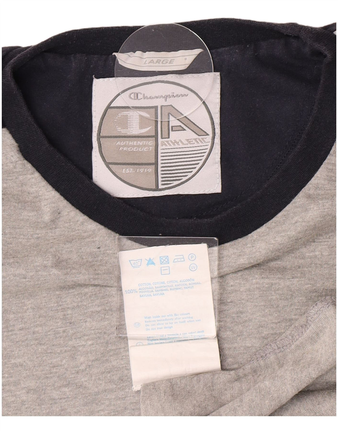 Champion Herren T-Shirt Top Large Grau Baumwolle