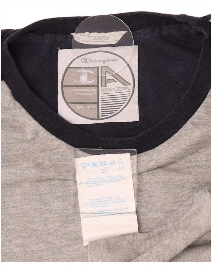 Champion Herren T-Shirt Top Large Grau Baumwolle
