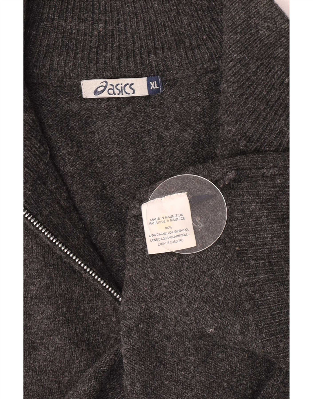 Asics Herren-Pullover mit Reißverschluss, XL, graue Lammwolle