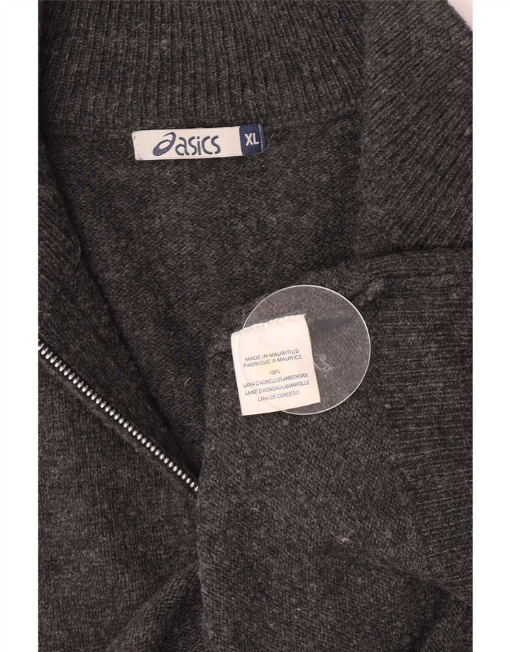 Asics Herren-Pullover mit Reißverschluss, XL, graue Lammwolle