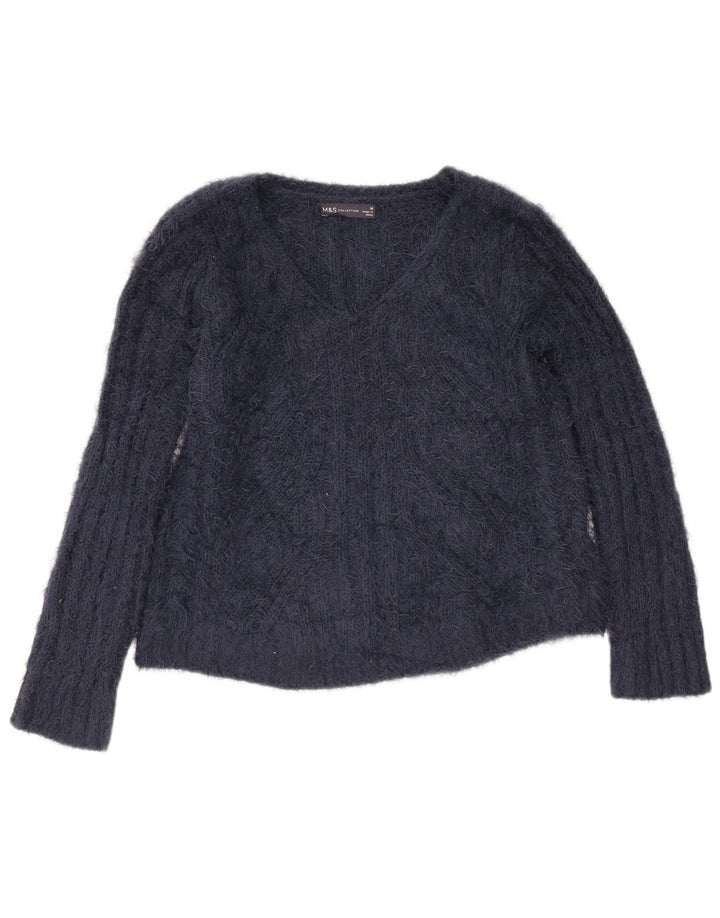 Marks & Spencer Damen-Pullover mit V-Ausschnitt, Gr. 14, mittleres Marineblau