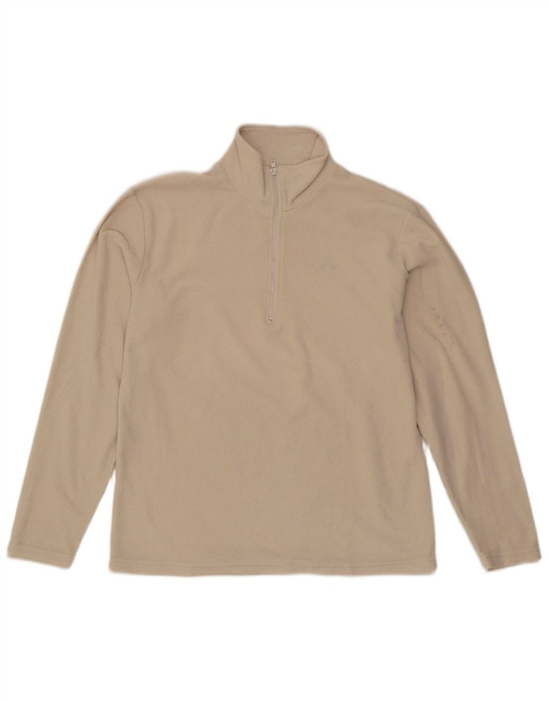 Asics Damen-Fleecepullover mit Reißverschluss am Hals, UK 16, Größe L, gebrochenes Weiß, Polyester