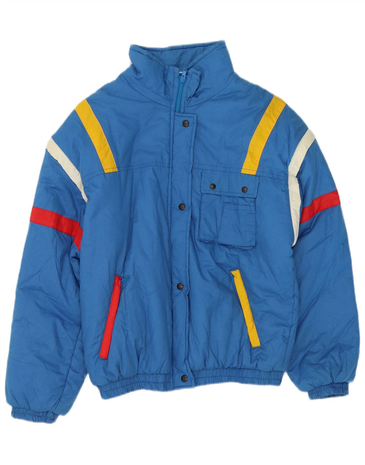 Vintage Damen Skijacke EU 42 Großes blaues Farbblock-Polyester