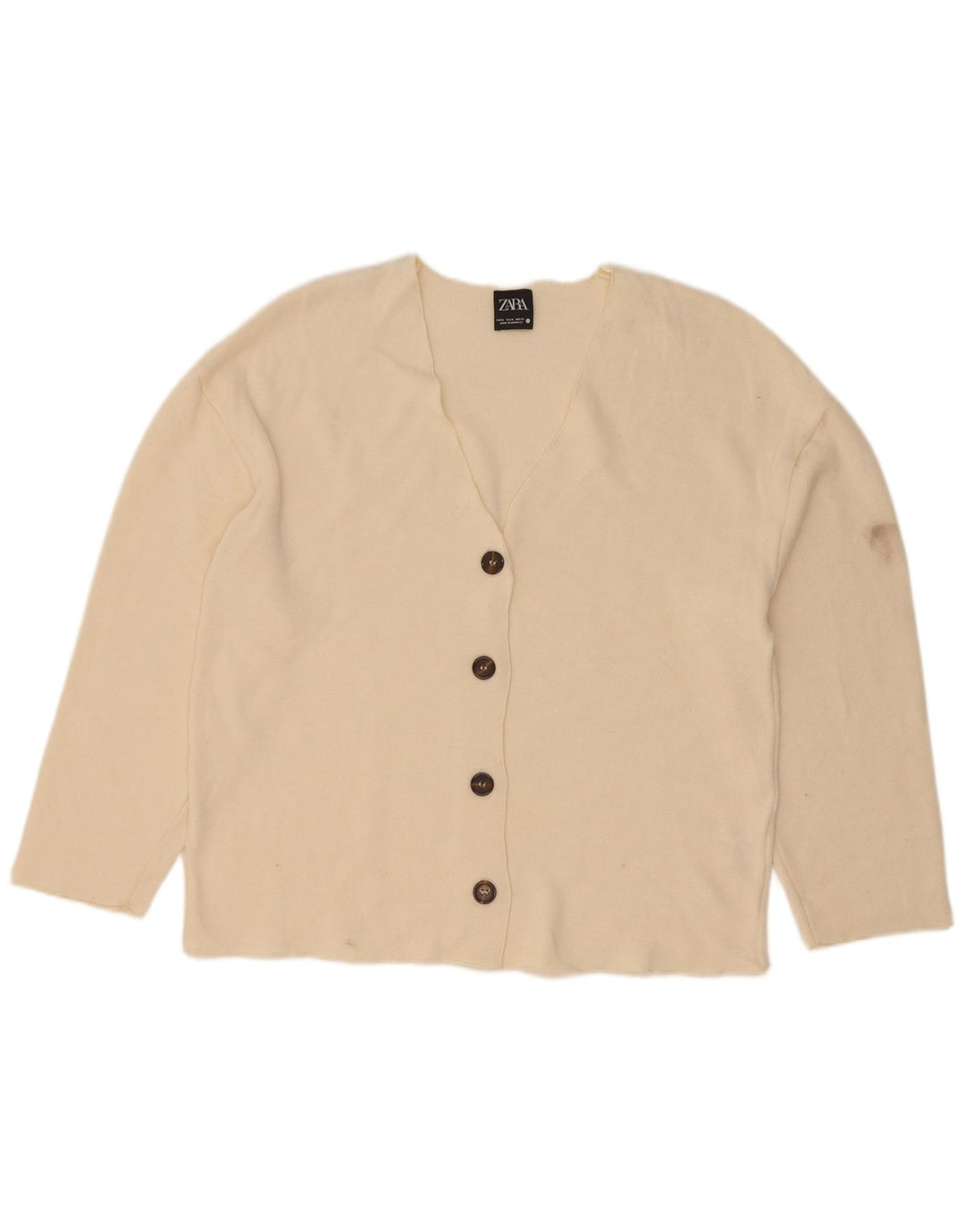 Zara Damen Strickjacke Top UK 14 Medium Off White Viscose