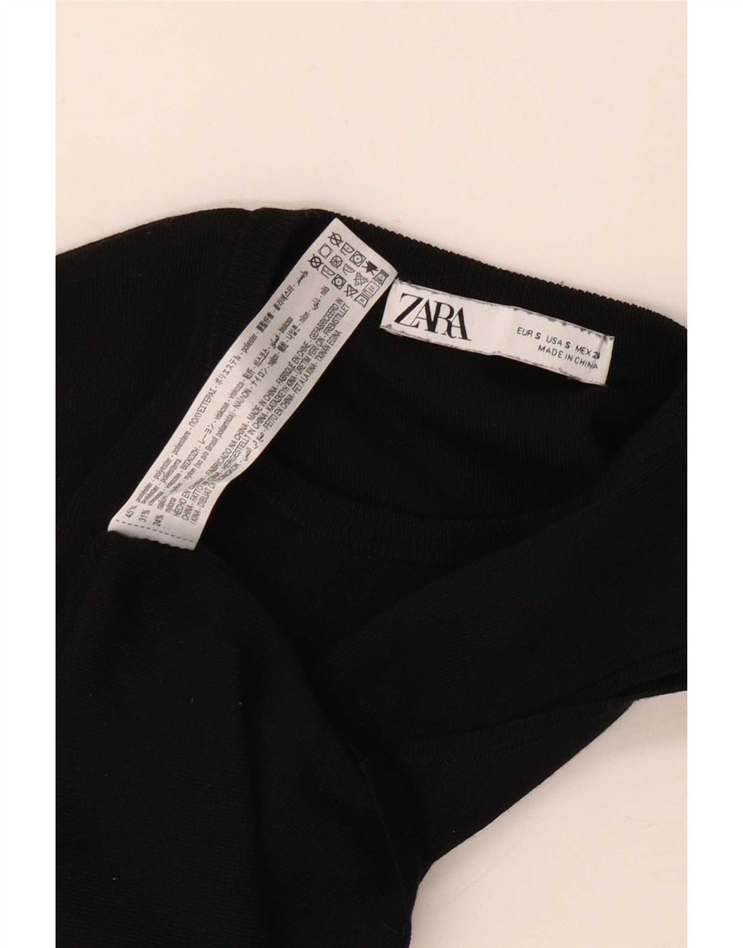 Zara Damen Crop Vest Top UK 8 Small Schwarz Polyester