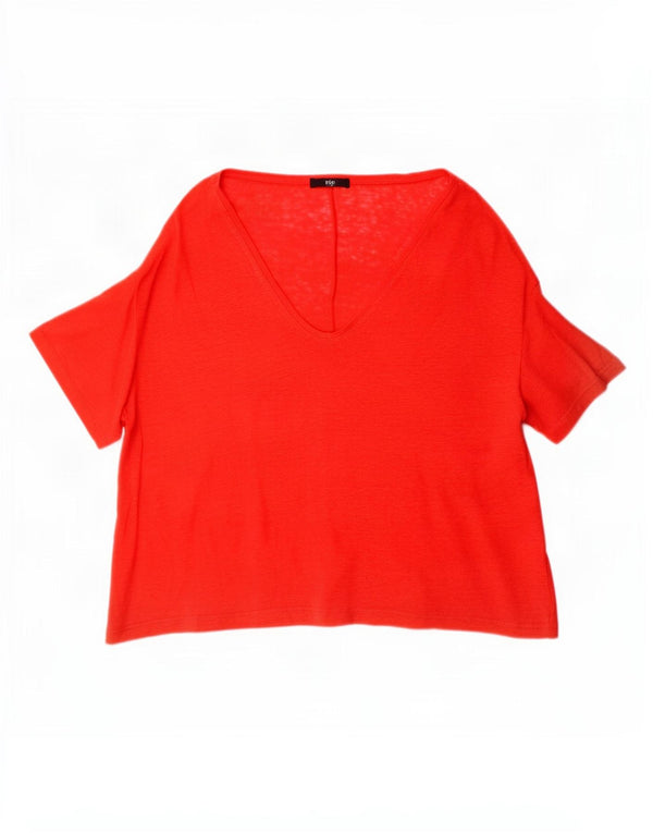 Übergroßes T-Shirt-Oberteil für Damen von Zara, UK 10, Größe S, rotes Leinen