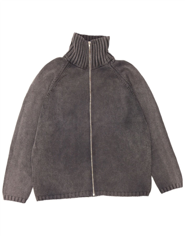 Zara Herren-Cardigan-Pullover, große graue Baumwolle