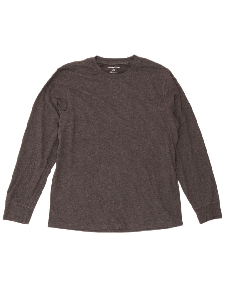 EDDIE BAUER Herren-Top, langärmelig, mittelgraue Baumwolle