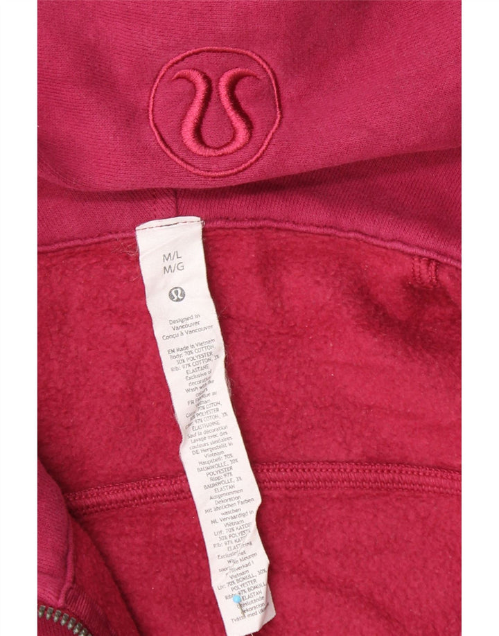 LULULEMON Damen Übergroßer Crop Hoodie Pullover UK 14 Medium Burgund
