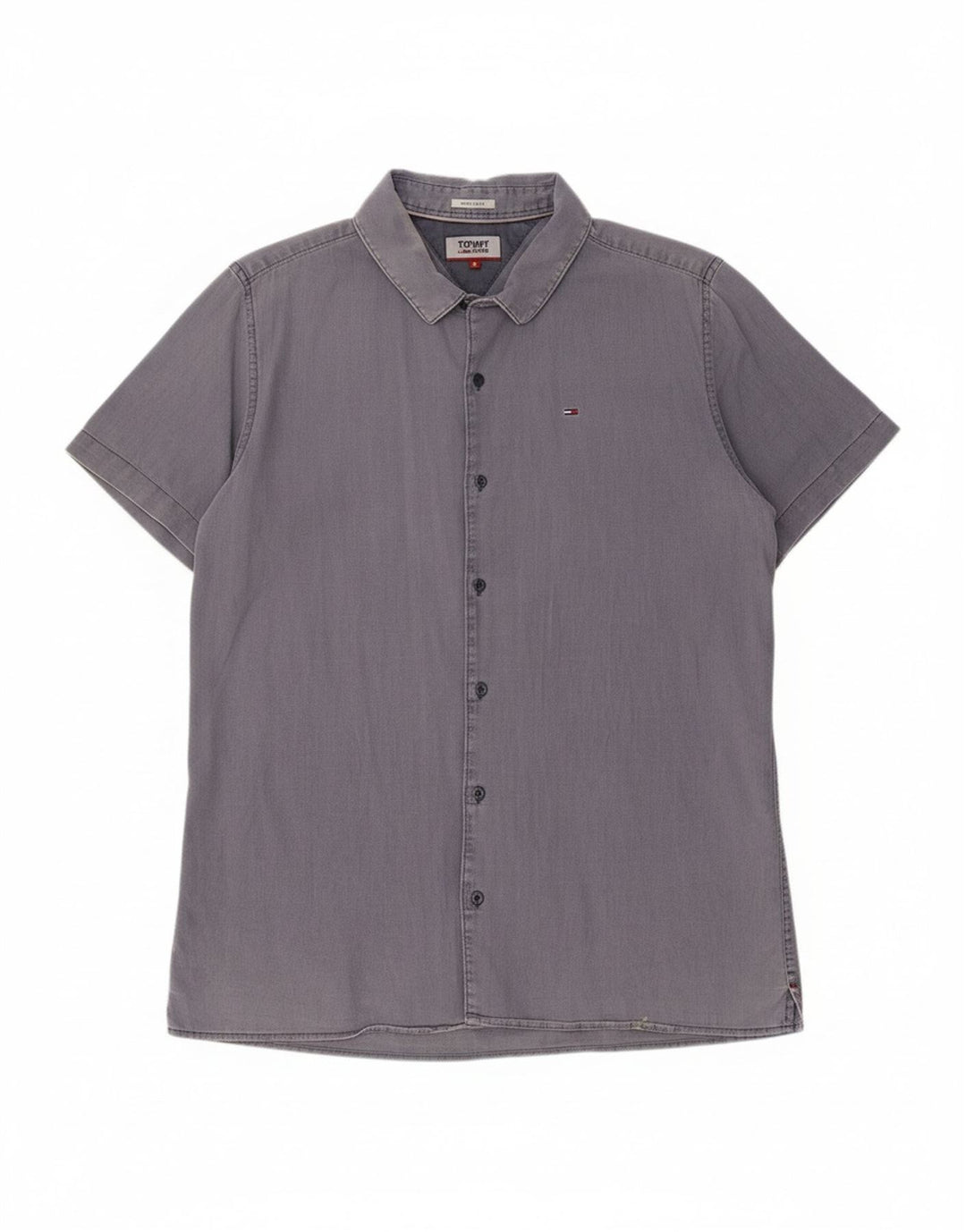 TOMMY HILFIGER Mens Regular Fit Short Sleeve Shirt Large Blue Cotton