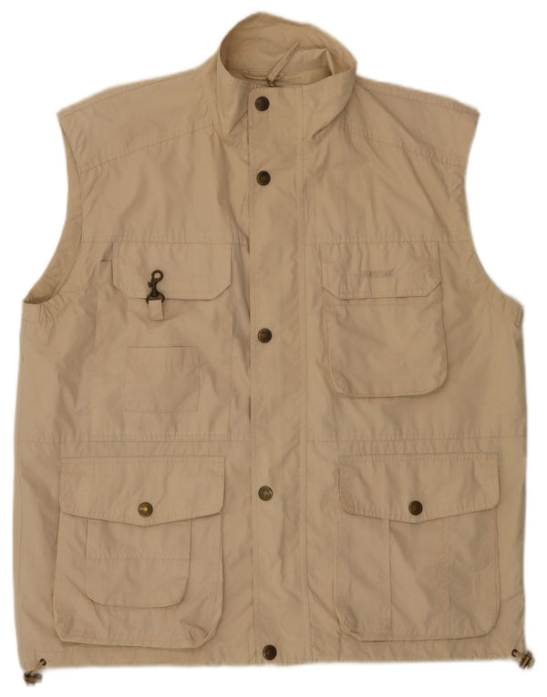 VINTAGE Herren-Utility-Gilet UK 40 Large Beige Polyester