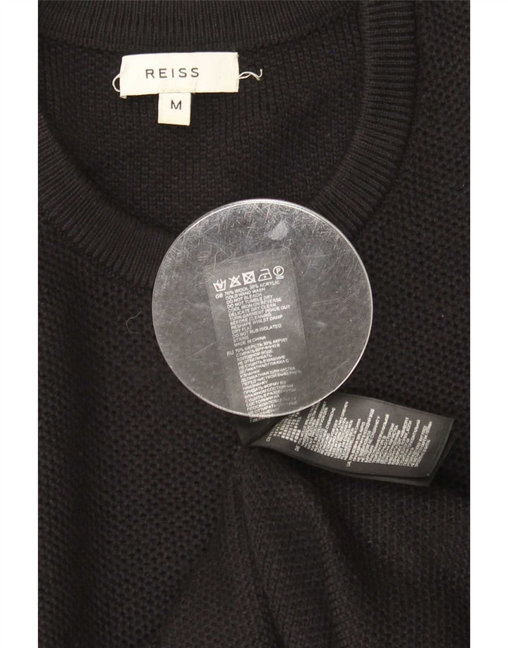 Reiss Herren-Pullover mit Rundhalsausschnitt, mittelschwarze Wolle