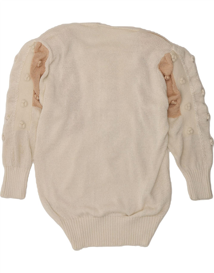 VINTAGE Womens Oversized Boat Neck Jumper Sweater UK 10 Small White Vintage Vintage and Second-Hand Vintage from Messina Hembry 