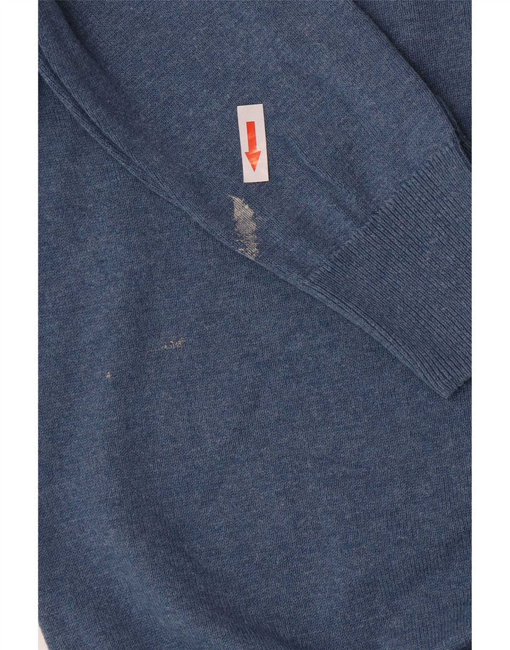 Marks & Spencer Herren-Pullover mit Rundhalsausschnitt, Größe L, aus blauer Baumwolle