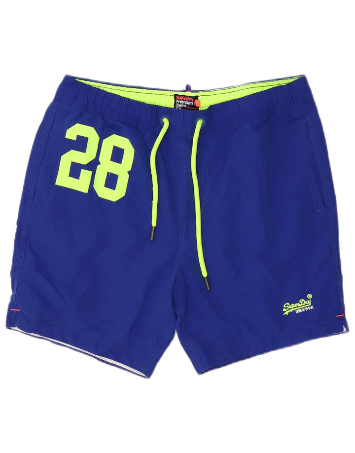 Superdry Herren Badeshorts mit Grafik, Größe L, Blau, Polyester