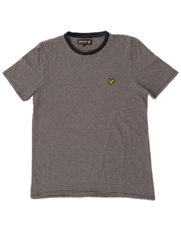 Lyle & Scott Herren-T-Shirt-Oberteil, groß, marineblau, Nadelstreifen-Baumwolle