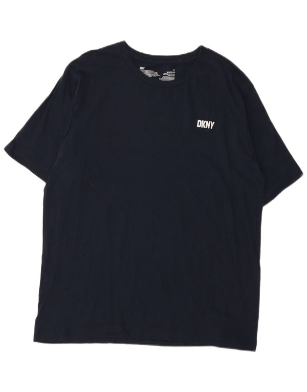 Dkny Herren T-Shirt Top Large Marineblau Baumwolle