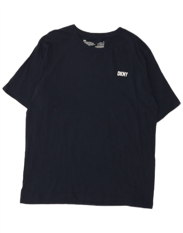 Dkny Herren T-Shirt Top Large Marineblau Baumwolle