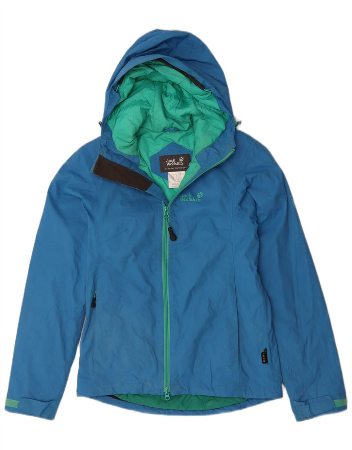 JACK WOLFSKIN Damen-Windbreakerjacke mit Kapuze, Größe S, Blau, Polyamid