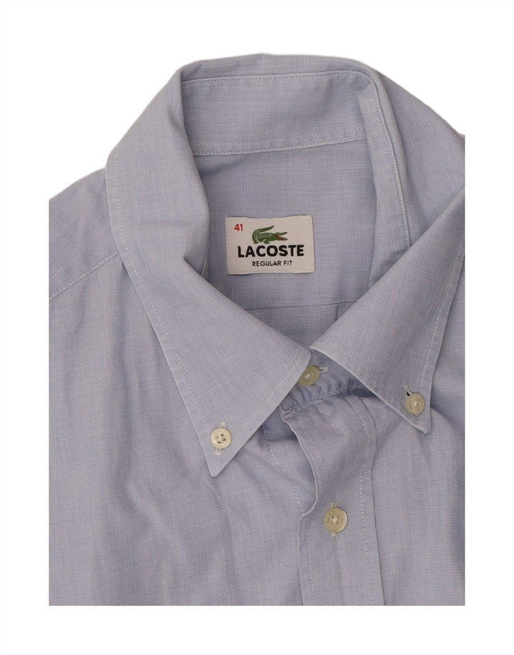 LACOSTE Mens Regular Fit Short Sleeve Shirt Size 41 Large Blue Cotton