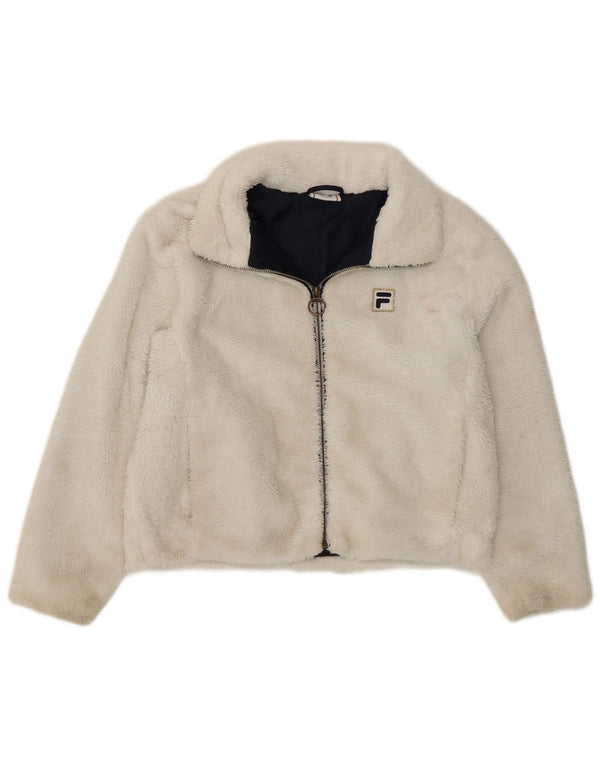 Fila Crop Graphic Fleecejacke für Mädchen, 11–12 Jahre, Weiß