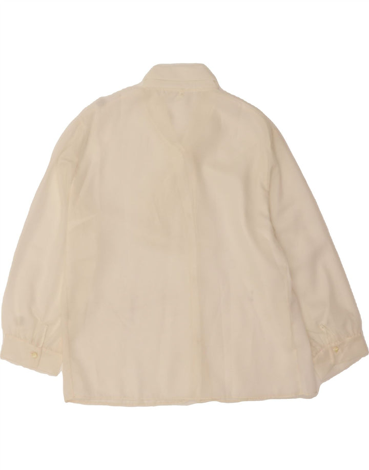 VINTAGE Womens Front Tie Shirt Blouse UK 14 Large White Vintage Vintage and Second-Hand Vintage from Messina Hembry 