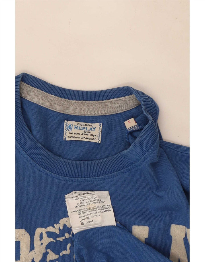 Replay Herren-T-Shirt mit Grafik, Größe S, Blau, Baumwolle