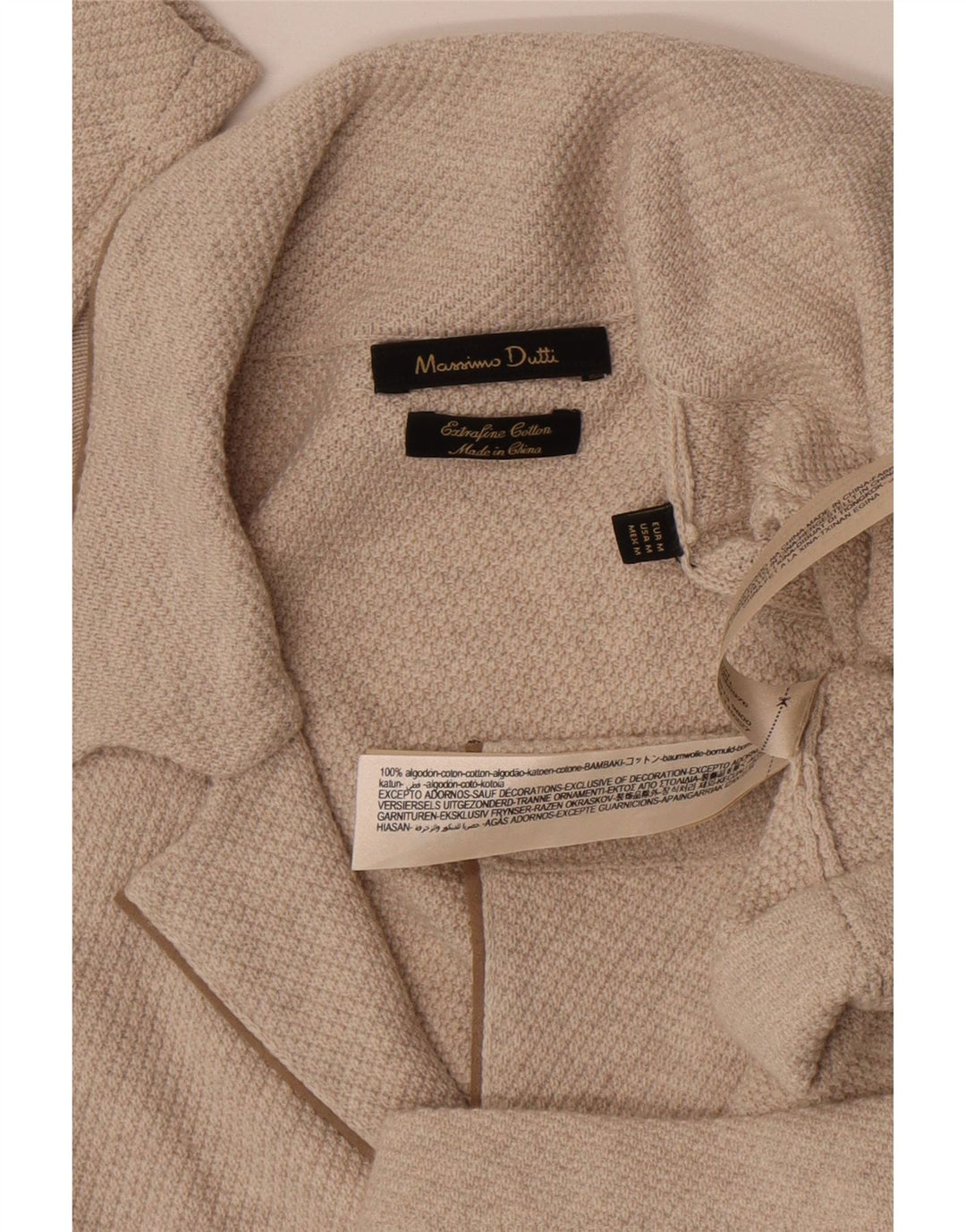 Massimo Dutti Herren-Cardigan-Pullover aus mittelbeiger Baumwolle