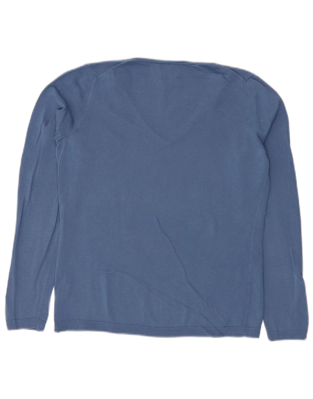 Massimo Dutti Damen-Pullover mit V-Ausschnitt, Gr. 10, Größe S, Blau, Baumwolle