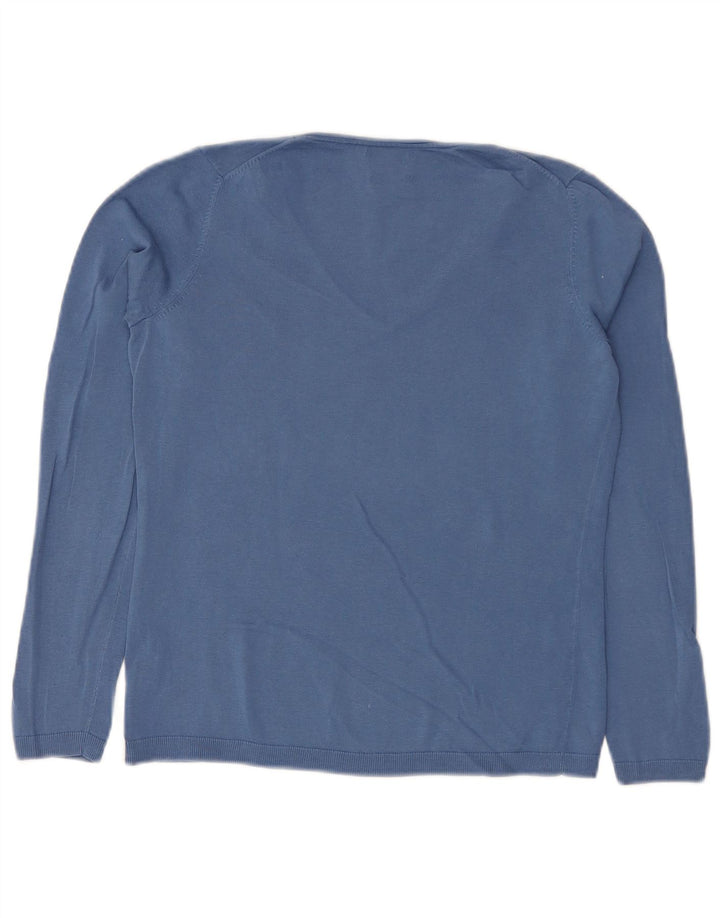 Massimo Dutti Damen-Pullover mit V-Ausschnitt, Gr. 10, Größe S, Blau, Baumwolle