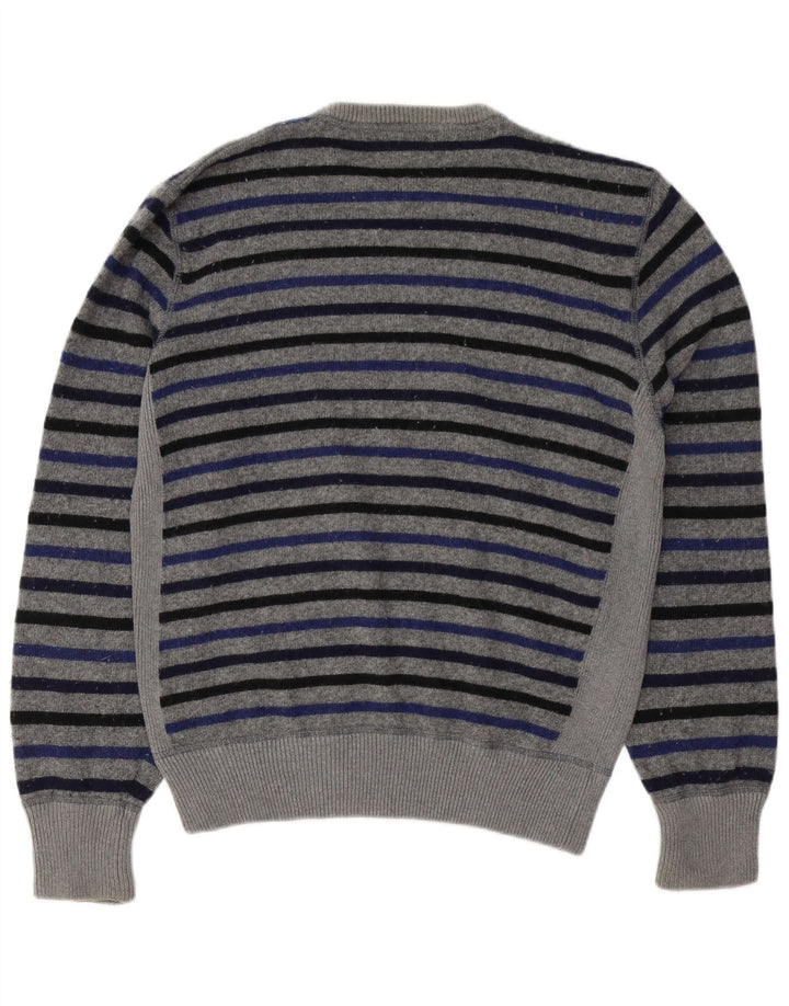 WOOLRICH Herren-Pullover mit Rundhalsausschnitt, XL, grau gestreifte Wolle