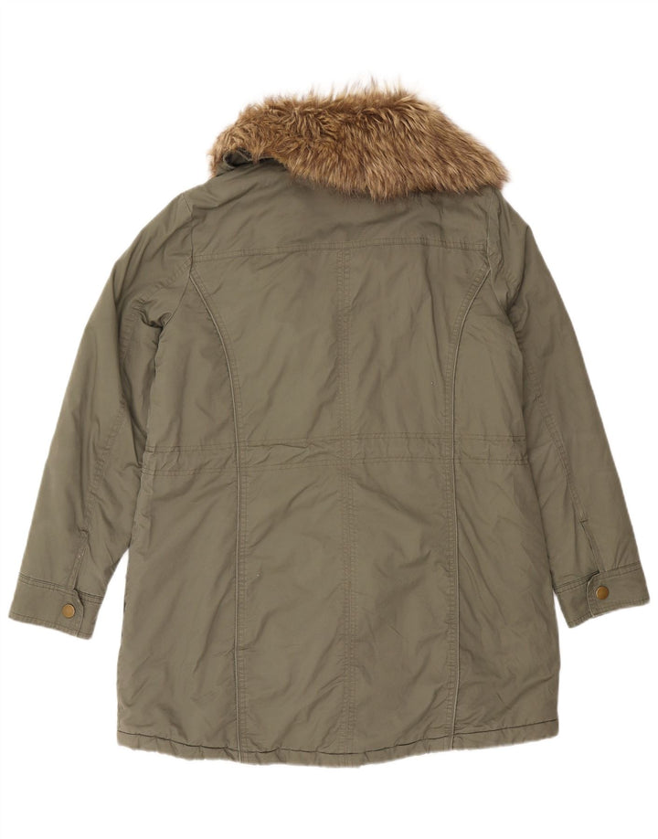 Laura Ashley Damen Parka-Jacke UK 12 Medium Khaki Baumwolle