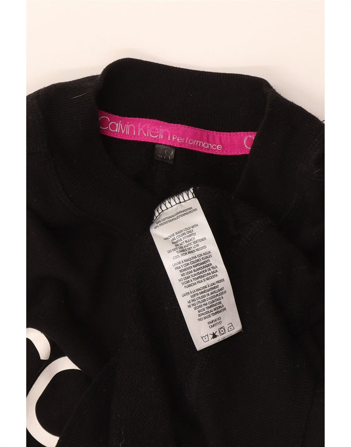 Calvin Klein Damen Crop Graphic Sweatshirt Pullover UK 12 Medium Schwarz