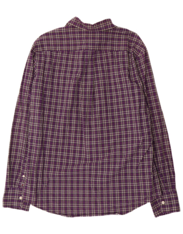 Tommy Hilfiger Mens Shirt Large Purple Check Cotton