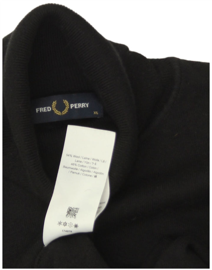 Fred Perry Herren-Pullover mit Rollkragen, XL, schwarze Wolle